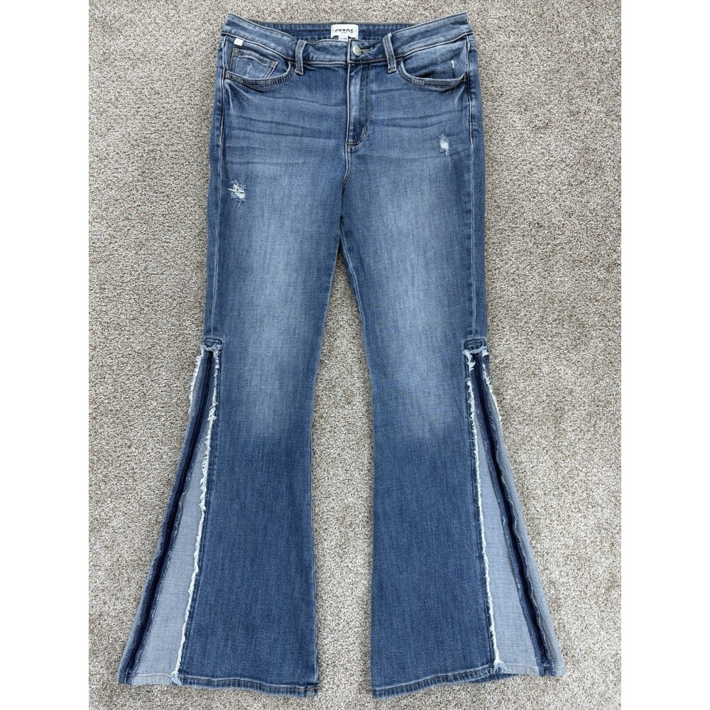 CEROS Phoenix Mid Rise Flare Jeans Womens 11/30 Malibu Blue Fray Coastal Cowgirl